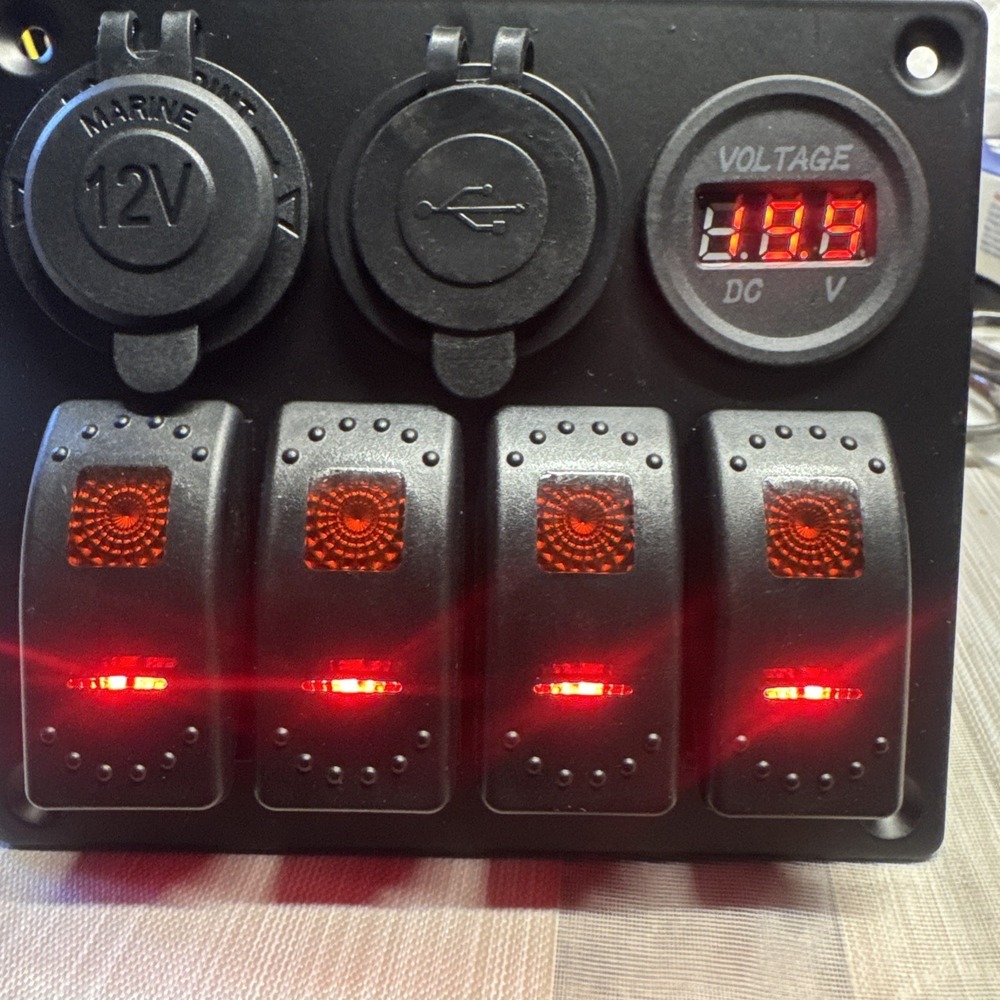 4 Gang Boat Switch Panel, Marine-Grade Waterproof Aluminum Switch Panel with ...